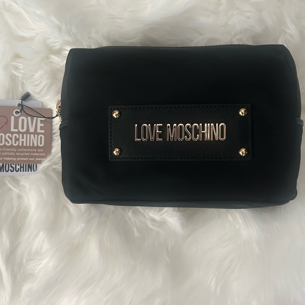 Love Moschino Black Cosmetic Bag. Approx. 9 inches length & 6 inches in height.